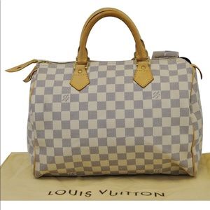 LOUIS VUITTON Damier Azur White Speedy 30